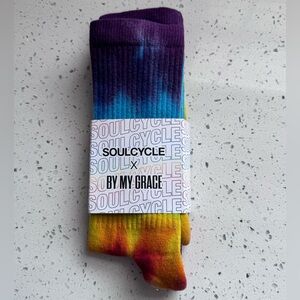 SoulCycle x By My Grace PRIDE Tie Dye Rainbow Calf Socks NWT Limited Edition OS